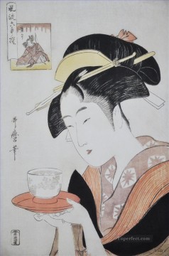  Bijin Oil Painting - portrait of naniwaya okita Kitagawa Utamaro Ukiyo e Bijin ga